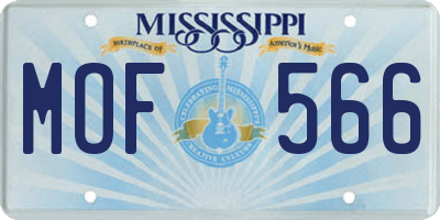 MS license plate MOF566