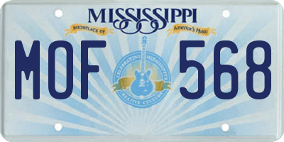 MS license plate MOF568