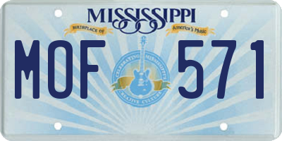 MS license plate MOF571