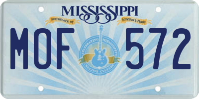 MS license plate MOF572