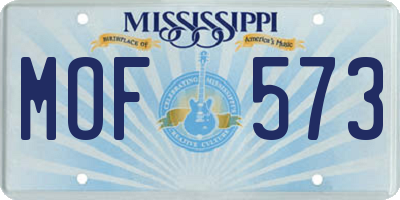 MS license plate MOF573