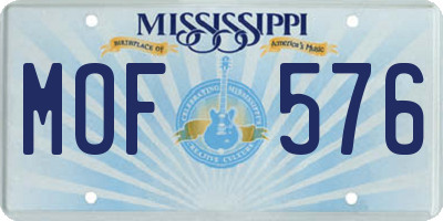 MS license plate MOF576
