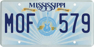 MS license plate MOF579