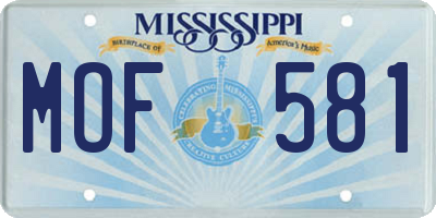 MS license plate MOF581