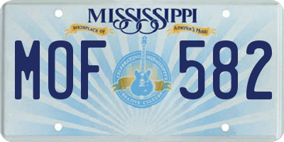 MS license plate MOF582