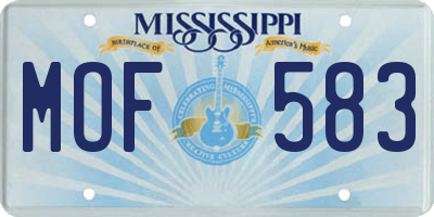 MS license plate MOF583