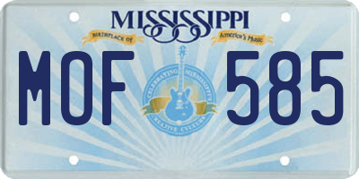 MS license plate MOF585