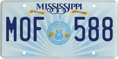 MS license plate MOF588