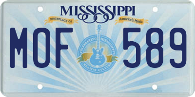 MS license plate MOF589