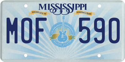 MS license plate MOF590