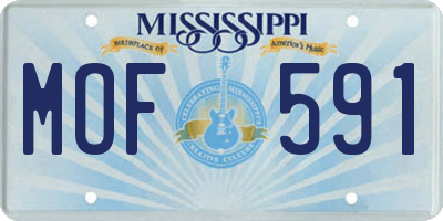MS license plate MOF591