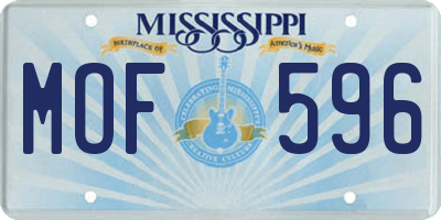 MS license plate MOF596