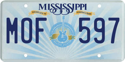 MS license plate MOF597