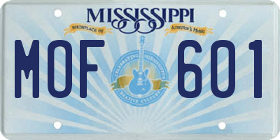 MS license plate MOF601