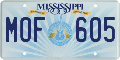 MS license plate MOF605