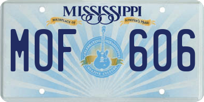MS license plate MOF606