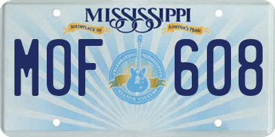 MS license plate MOF608