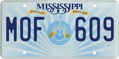 MS license plate MOF609