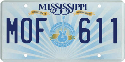 MS license plate MOF611