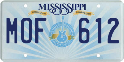 MS license plate MOF612