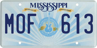 MS license plate MOF613