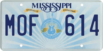 MS license plate MOF614