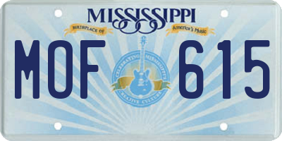 MS license plate MOF615