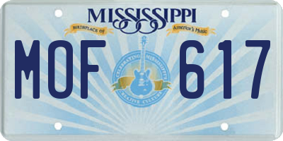 MS license plate MOF617