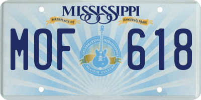 MS license plate MOF618