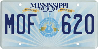 MS license plate MOF620