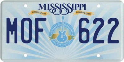MS license plate MOF622