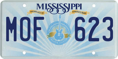 MS license plate MOF623