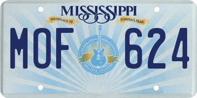 MS license plate MOF624