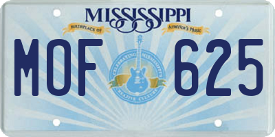 MS license plate MOF625