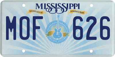 MS license plate MOF626
