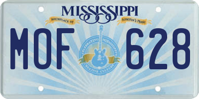 MS license plate MOF628