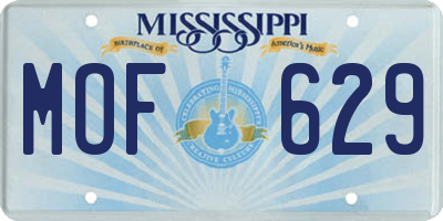 MS license plate MOF629