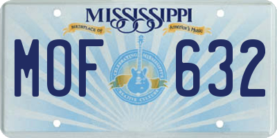 MS license plate MOF632