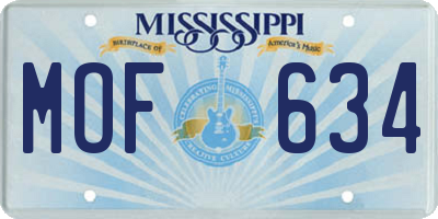 MS license plate MOF634