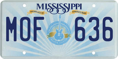 MS license plate MOF636