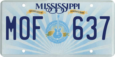 MS license plate MOF637