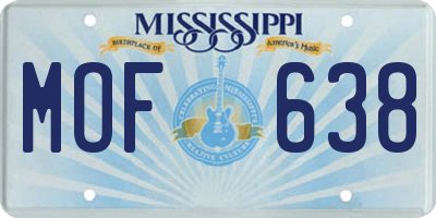 MS license plate MOF638
