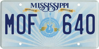 MS license plate MOF640