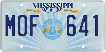 MS license plate MOF641