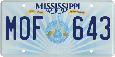 MS license plate MOF643
