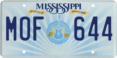 MS license plate MOF644