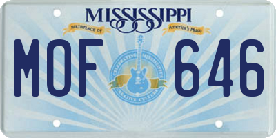 MS license plate MOF646