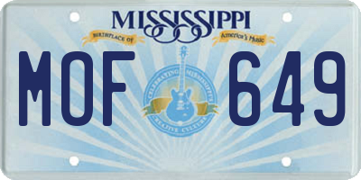 MS license plate MOF649