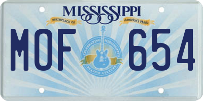 MS license plate MOF654