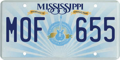 MS license plate MOF655